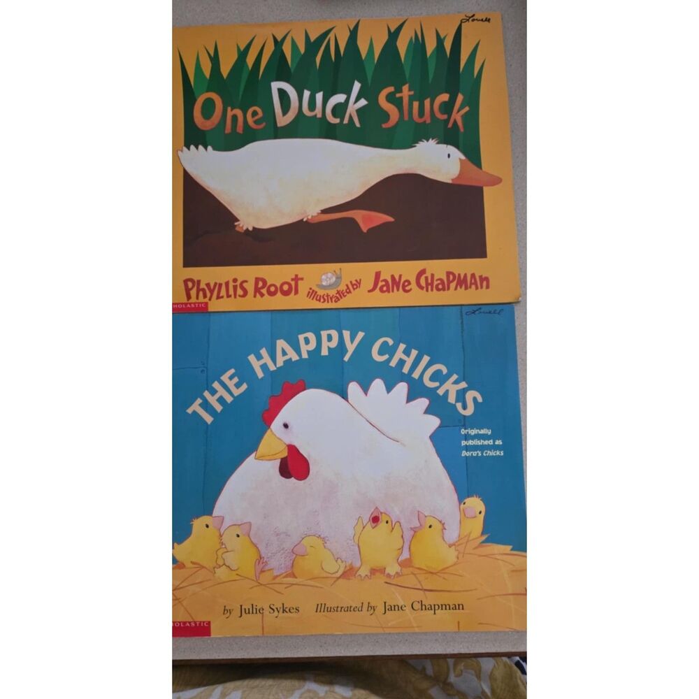 Lot of 2 Children Books Dora's Chicks and One Duck Stuck